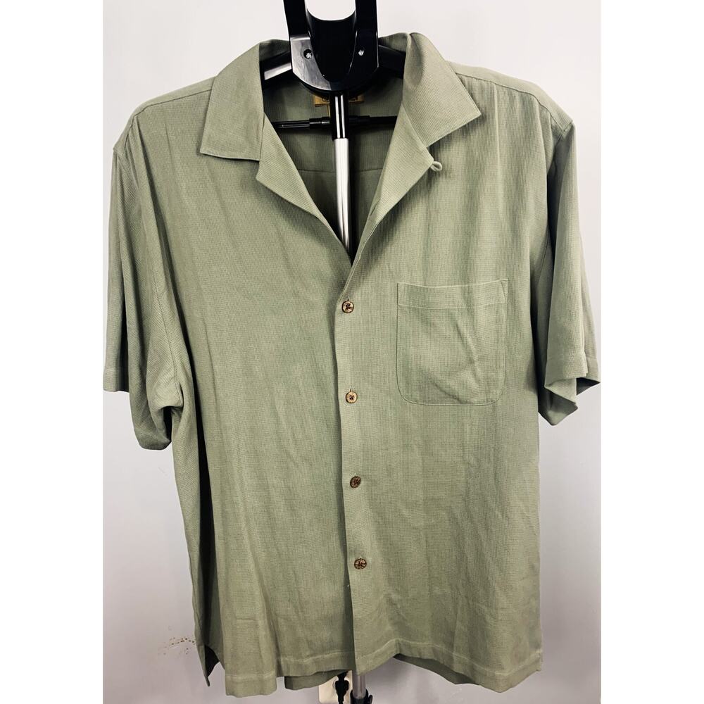 Gold Tri-Mountain 100% Silk Button Down Medium Men's Polo NEW